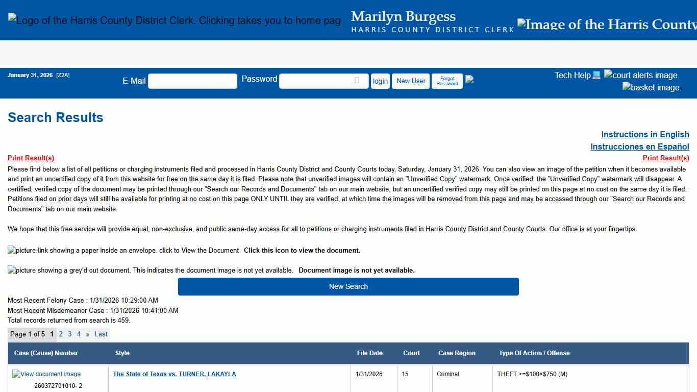 Office of Harris County District Clerk - Marilyn Burgess Search Our Records