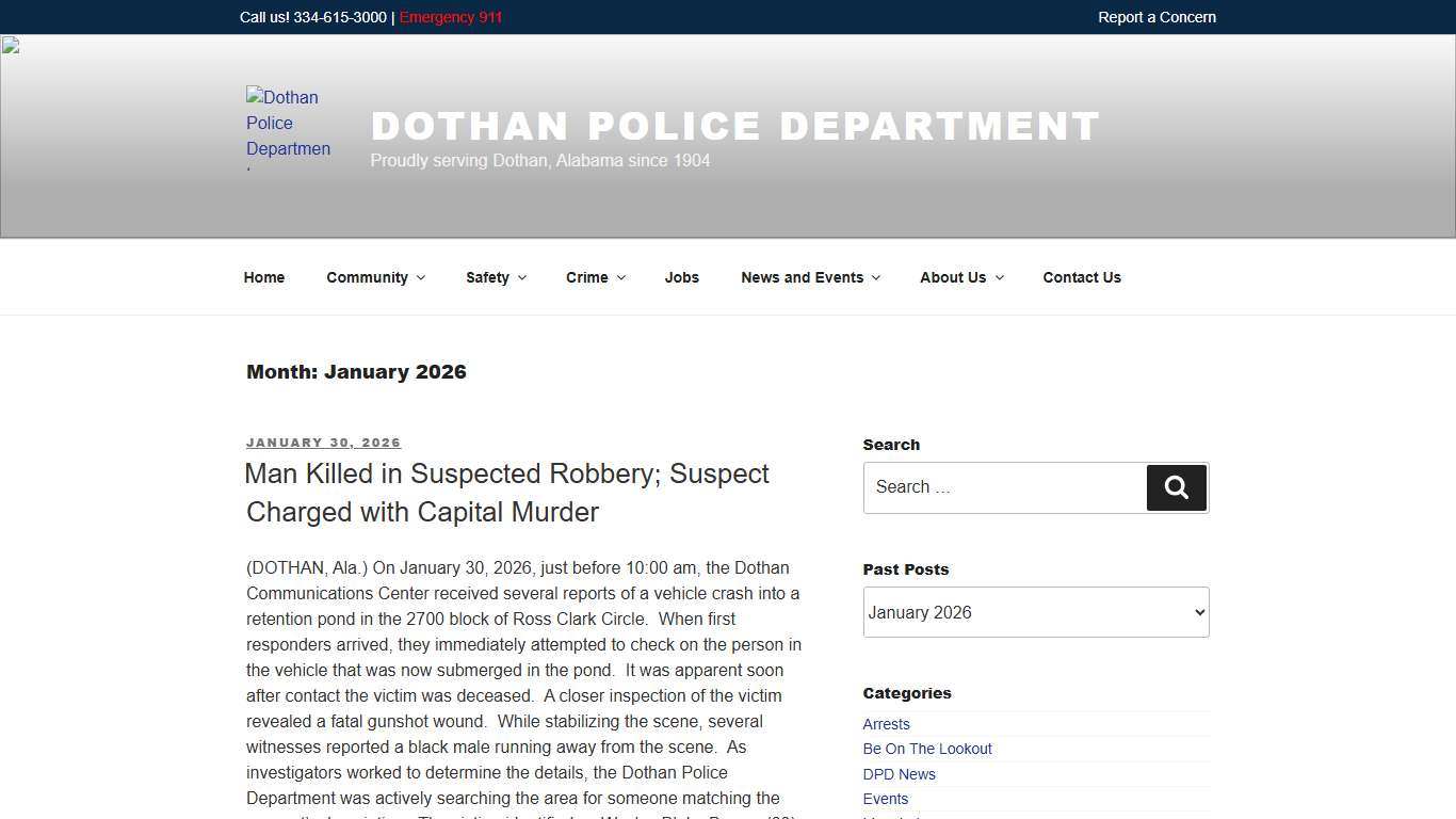 January 2026 – Dothan Police Department